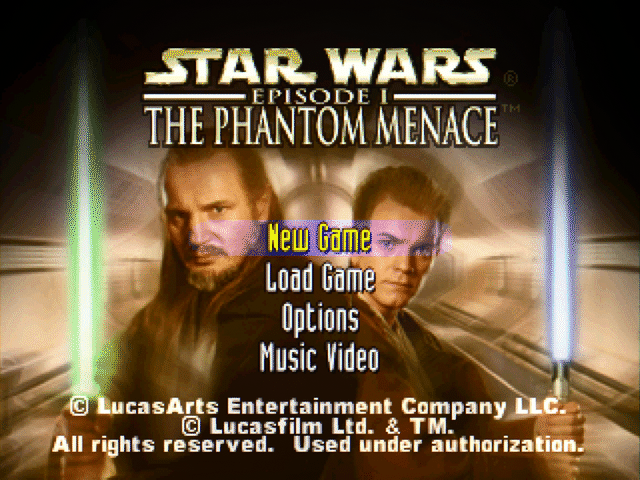 Star Wars: Episode I – The Phantom Menace title screen for Playstation